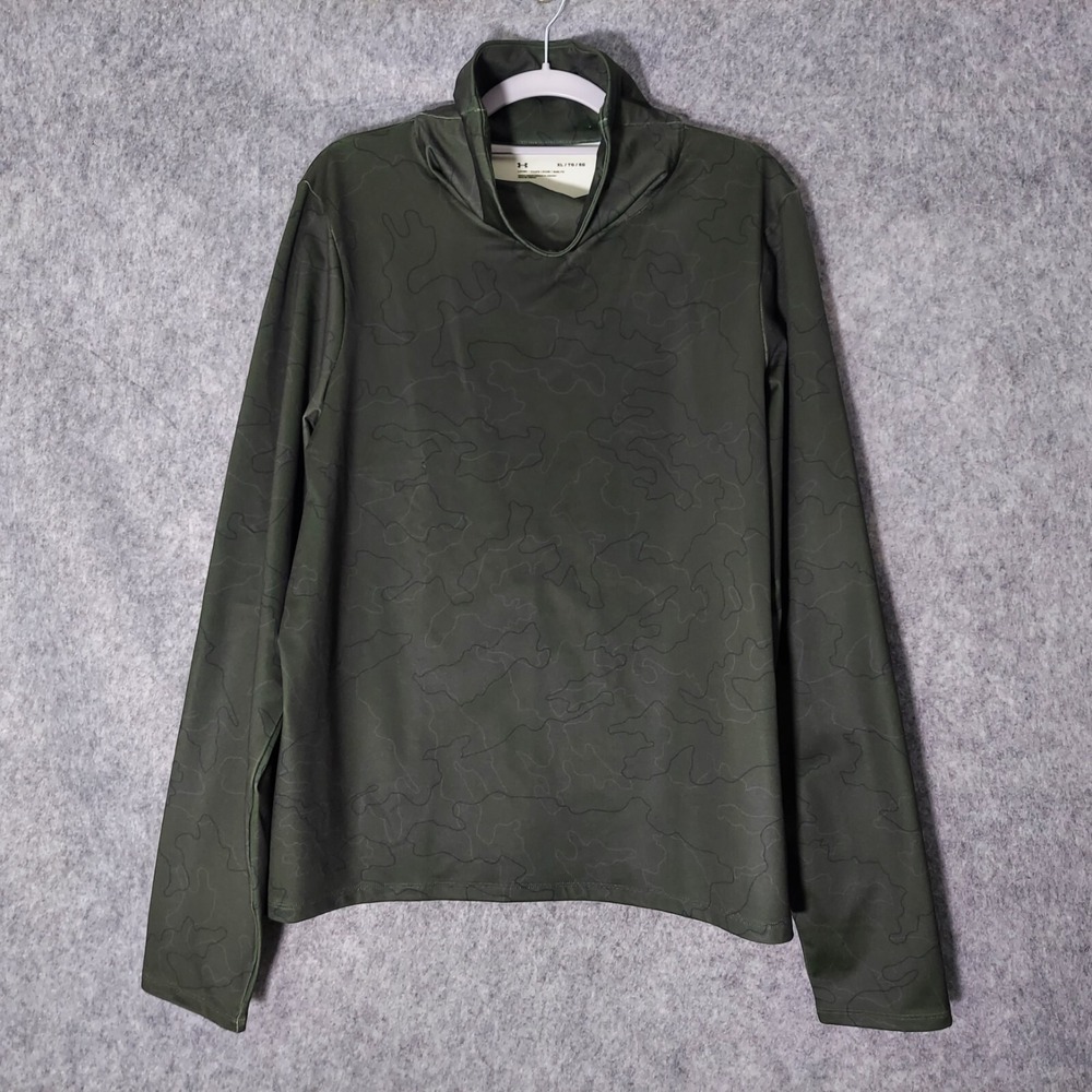 Under Armour Women Sweatshirt XL Cold Gear Funnel Neck Camo Olive Athleisure